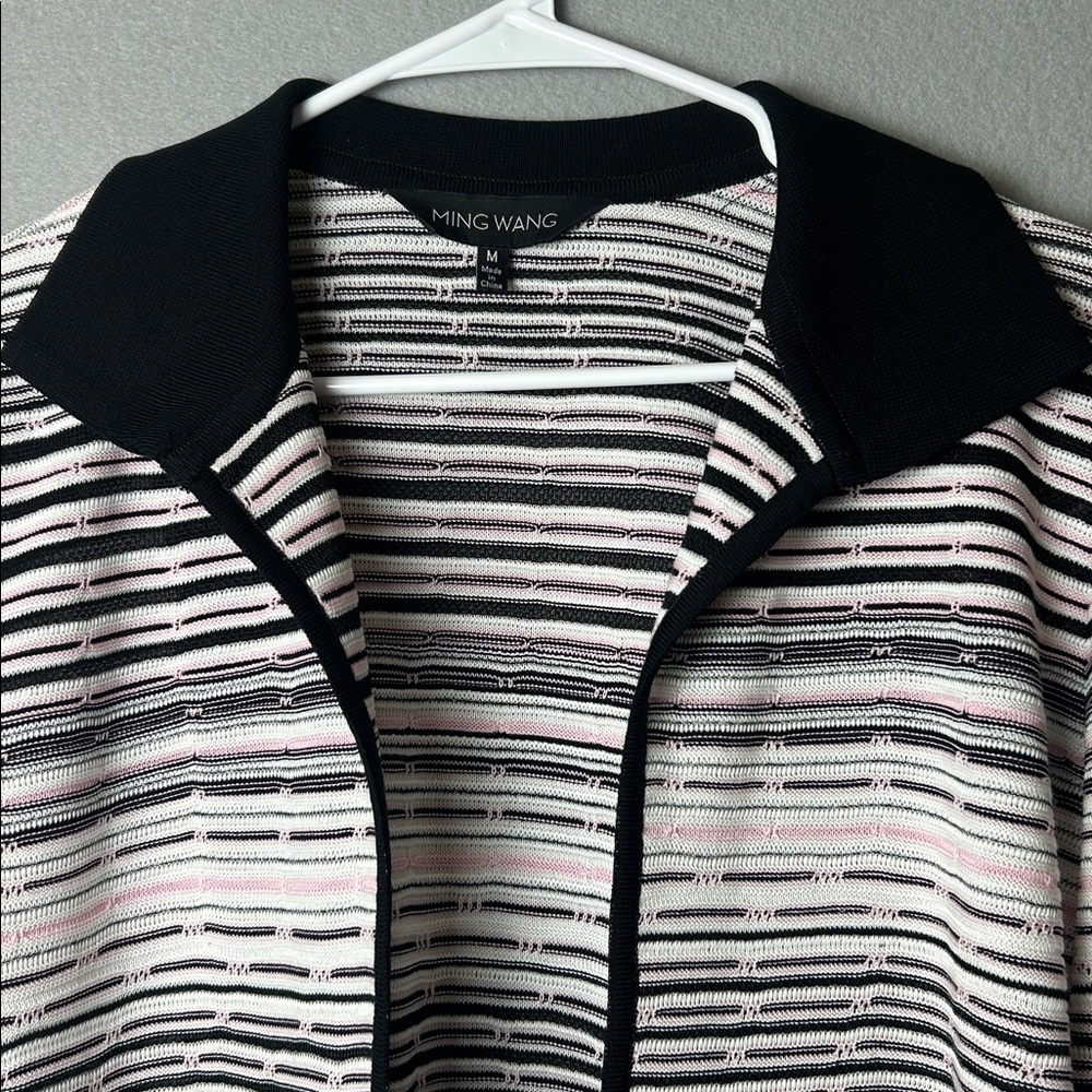 Ming Wang M Multi Color Striped Knit Open Cardigan Quiet Luxury Spring Feminine - Picture 7 of 8